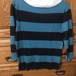 Turquoise and Black Cotton Ann Taylor Sweater